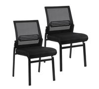YEQING Lot de 2 Chaises de Bureau, Empilables en Maille pour Gagner de La Place pour Les Bureaux, Les Salles de Conférence(Black)