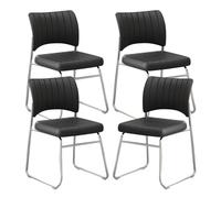 YEQING Lot de 4 Chaises de Bureau, sans Accoudoirs, Empilables pour Gagner de la Place, pour Salle de Réunion, Bureau ou Maison(Black)