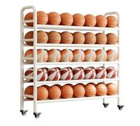 YEQING Support de Basketball Robuste À 5 Niveaux, Étagère de Rangement pour Équipements Sportifs avec roulettes Verrouillables, Grande Capacité pour Ballons/haltères(White,155x35x155cm)