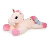 Yeqivo Licorne Géante Jouets en Peluche Grands Animaux en Peluche Licorne Violet Arc-en-Ciel Unicorn Plush (Crème,110CM)