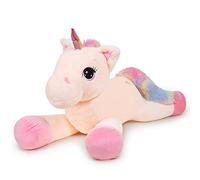 Yeqivo Licorne Géante Jouets en Peluche Grands Animaux en Peluche Licorne Violet Arc-en-Ciel Unicorn Plush (Crème,80CM)