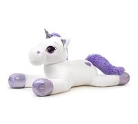 Yeqivo Licorne Géante Jouets en Peluche Grands Animaux en Peluche Licorne Violet Arc-en-Ciel Unicorn Plush (Blanc Pur,80CM)