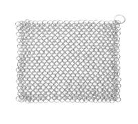 Yeqqzq Brosse à récurer en fonte, 20,3 x 15,2 cm, grattoir à mailles de chaîne, nettoyeur de maillons de chaîne, nettoyeur pour fonte, acier inoxydable 316, ustensiles de cuisine anodisés durs et