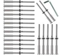 yeraa 20 PièCes SéRies Tendeur à Main Swage Fileté Goujon Tension Hex Head Head Fitting RéCepteur Terminal pour 1/8 Pouce CâBle Garde-Corps