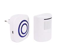 yeraa Detecteur de mouvement de porte sans d'affaires Detecteur de porte de securite intelligent Alarme allee de securite a domicile avec 1 recepteur enfichable et 1 detecteur IRP Plug UE(blanc)