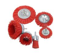 yeraa Ensemble de Brosse de Roue et de Tasse de Brosse MéTallique Abrasive de Filament de Nylon 6 PièCes avec Tige de 1/4 Pouce, Ensemble Brosse de Forage en Nylon de 6 Tailles Parfait