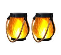 yeraa Lanterne Solaire Lights Flicching Flame Garden Lights Outdoor Imperproof Hanging Lantern avec Double Charge USB et Solaire