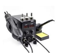 yeraa Poste à Souder 8586D avec Affichage à Cristaux Liquides, Affichage Numérique Double, Soudage Électrique 2 en 1 750W, Station de Reprise à Air Chaud, Prise EU