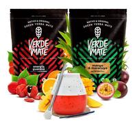 Yerba Mate 1kg Kit Fruite Verde Mate Mangue et Maracuya Energy Guarana 2 x 500g - Calebasse Mate Rouge 350 ml - Bombilla