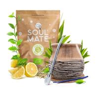 Yerba mate avec accessoires | Soul Mate Menta Limon | Yerba mate bio | Calebasse, bombilla et accessoires | Caféine naturelle | Yerba mate brésilien | 500g | 0,5kg