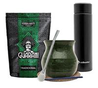 Yerba Mate Fumée Kit Guarani Elaborada Tradicional 500g + Thermos Led 480 ml + Vert Calebasse Mate 375 ml