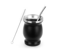 Yerba Mate Gourd Cup, calebasse maté,Kit pour préparation maté,Tasse à Thé Yerba Mate Avec Paille Yerba Mate Et Brosse De Nettoyage Pour Yerba Mate Bombillas