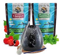 Yerba mate Rio Parana set | Deux paquets de yerba mate | Calebasse, bombilla et accessoires | Traditionnel, énergie avec guarana | Yerba mate argentin | Caféine naturelle | 2x500g | 1kg
