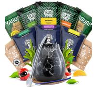 Yerba mate set d'échantillons et accessoires | Yerba mate Yaguar, Verde Mate, Soul Mate, Guarani | Tasse à maté/calebasse, bombilla et accessoires | Caféine naturelle | 10x50g | 500g | 0,5kg
