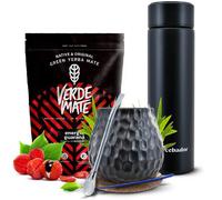 Yerba Maté Set Verde Maté Green Energía Guaraná 400g Thermos LED et Tasse Céramique Noire 400ml