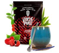 Yerba Mate Verde Mate Green Energia Organica 400g Set Calebasse Bombilla | Kit complet yerba mate 400g avec calebasse céramique Isla, bombilla Gringo, sous-verre liège et goupillon de nettoyage