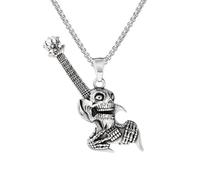 Yerdos Acier Vintage Rock & Roll Punk guitare Alien Skull pendentif collier mode bijoux colliers pour hommes femmes