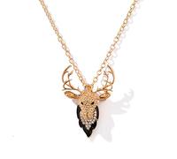 Yerdos Collier en alliage avec tête de cerf d'élan pour homme et femme, Zinc