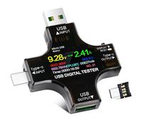 YEREADW Testeur USB Multimètre USB C 2 en 1, 3.6-32V 0-8.0A Meter de Courant et de Tension Voltmetre Amperemetre Capacité Alimentation Wattmètre Chargeur Détecteur avec adaptateur OTG