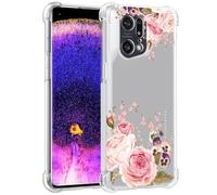 Yerebel Coque pour Oppo Find X5 Pro 5G, Coque Silicone pour PFEM10 Transparent Étui de Protection en Antichoc avec Coins Renforcés, Clair Mince Souple TPU pour Oppo Find X5 Pro Fleur de Rose