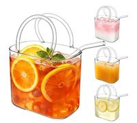 YERENCY Lot de 4 verres à boire en verre de 750 ml avec paille et poignée, sacs à main créatifs également comme vase décoratif, idéal pour cocktails, jus, fêtes et comme cadeau (4 pièces)