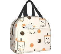 YERGFHJ Happy Boba Bubble Tea Sac à lunch isotherme portable réutilisable-adapté pour le bureau/camping/pique-/ voyage
