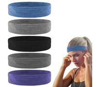 Yeria Bandeau Cheveux Femme Homme - Lot de 5, Bandeau Sport Antidérapant et Respirant, Accessoire Cheveux pour Yoga, Fitness, Course, Cyclisme, Large élastique Doux Absorbant la Transpiration
