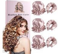 Yeria Lot de 2 bigoudis pour boucles sans chaleur, sans chaleur, pour boucler le jour au lendemain, pour la nuit, convient au jour au lendemain, marron (rose pâle, 3 pièces)