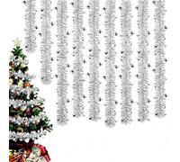 Yeria Lot de 9 guirlandes d'étoiles de 2 m - Décoration de Noël pour sapin de Noël, porte, décoration de chambre, mariage, anniversaire, fête - Guirlande de Noël scintillante avec plumes (argenté)