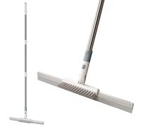 Yeria Raclette à eau [124 cm] - Raclette de douche 3 en 1 avec tête de brosse - Rotation à 180° - Lèvre en silicone renforcée [38 cm] - Pour sol, fenêtres et carrelage - Acier inoxydable + aluminium