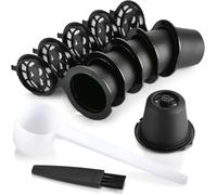 Yerleomit Capsules de café rechargeables pour Nespresso, lot de 6 capsules rechargeables, capsules de café réutilisables, capsules rechargeables pour Nespresso avec cuillère à café et brosse