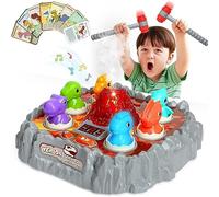 Yerloa Jeu de la Taupe pour Les Tout-Petits, Jouets interactifs Dinosaures pour Enfants de 3 à 5 Ans, garçons/Filles avec Son et lumière, Jouet Volcan en Spray 3 4 5 6 7 Ans avec 2 marteaux Souples