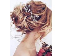 YERTTER Lot de 3 épingles à cheveux décoratives de mariage avec strass et cristaux - Accessoires de mariée pour mariée et demoiselles d'honneur (argenté)