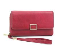 YERUUE Portefeuille Femme Grande Capacité en PU Porte Monnaie Femme avec Protection RFID Portefeuilles et Porte-Cartes Femmes avec 18 Emplacements pour Cartes et Bracelet Portefeuille (Bordeaux)