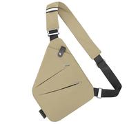 YERUUE Sacoche Homme Bandouliere Sac de Voyage Antivol Femme avec Bandoulière Réglable Sac de Poitrine Homme avec 4 Poches Crossbody Sling Bag pour Randonnée, Vélo, Jogging (Couleur kaki)