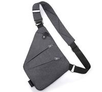 YERUUE Sacoche Homme Bandouliere Sac de Voyage Antivol Femme avec Bandoulière Réglable Sac de Poitrine Homme avec 4 Poches Crossbody Sling Bag pour Randonnée, Vélo, Jogging (Gris)
