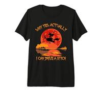 Yes Actually I Can Drive A Stick Costume Halloween Sorcière T-Shirt Haut de Gamme