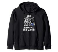 Yes Actually The World Does Revolve Around My Cats Black Cat Sweat à Capuche
