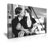 YES ART TiTanic Jack and Rose Romantic Black and White Movie Impression sur toile tendue 76 x 50 cm