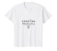 Yes Chef Cooking Obediently Kitchen Humour Culinaire Fun T-Shirt, Enfant, Blanc, 8 Ans
