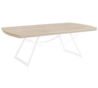 YES EVERYDAY Helen Table Basse, Métal, Blanc et Naturel, Unica