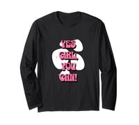 Yes Girl, You Can! | Positive Affirmations Pink pour les femmes Manche Longue