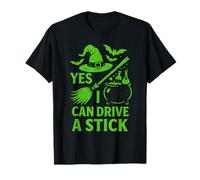Yes I Can Drive A Stick Halloween Witch Broomstick Spooky T-Shirt
