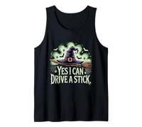 Yes I Can Drive A Stick Halloween Witch Spooky Balai Stick Débardeur