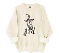 Yes I Can Drive A Stick Sweatshirt, Yes I Can Drive A Stick Witch Shirt, Halloween Graphic Print Women Men Hoodie, Khika., S