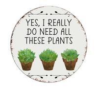 Yes I Really Do Need All These Plants - Panneaux décoratifs rétro en métal pour homme - Illustration botanique - Décoration d'intérieur - Panneaux de garage pour cabane intérieure - 22,9 x 22,9 cm -