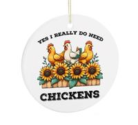 Yes I Really Do Need Décoration de sapin de Noël en céramique à suspendre Motif poulets 7,5 cm