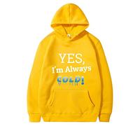 Yes I'm always cold Pull à capuche drôle pour femme à manches longues Sweat à capuche drôle poche kangourou surdimensionné graphique ample sweatshirts intelligents décontractés streetwear, jaune, XL