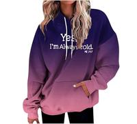 Yes I'M Always Cold University Sweats à capuche pour femmes mignons à lacets et cordon de serrage avec capuche pull à capuche confortable vintage tendance dégradé sweatshirt de sport essentiel 2025
