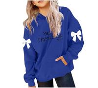 Yes I'M Still Cold Jumper Sweat à capuche en polaire imprimée avec lettres imprimées, nœud papillon, surdimensionné, confortable, avec poches, vêtements de préparation scolaire, tenues fantaisie 3 à